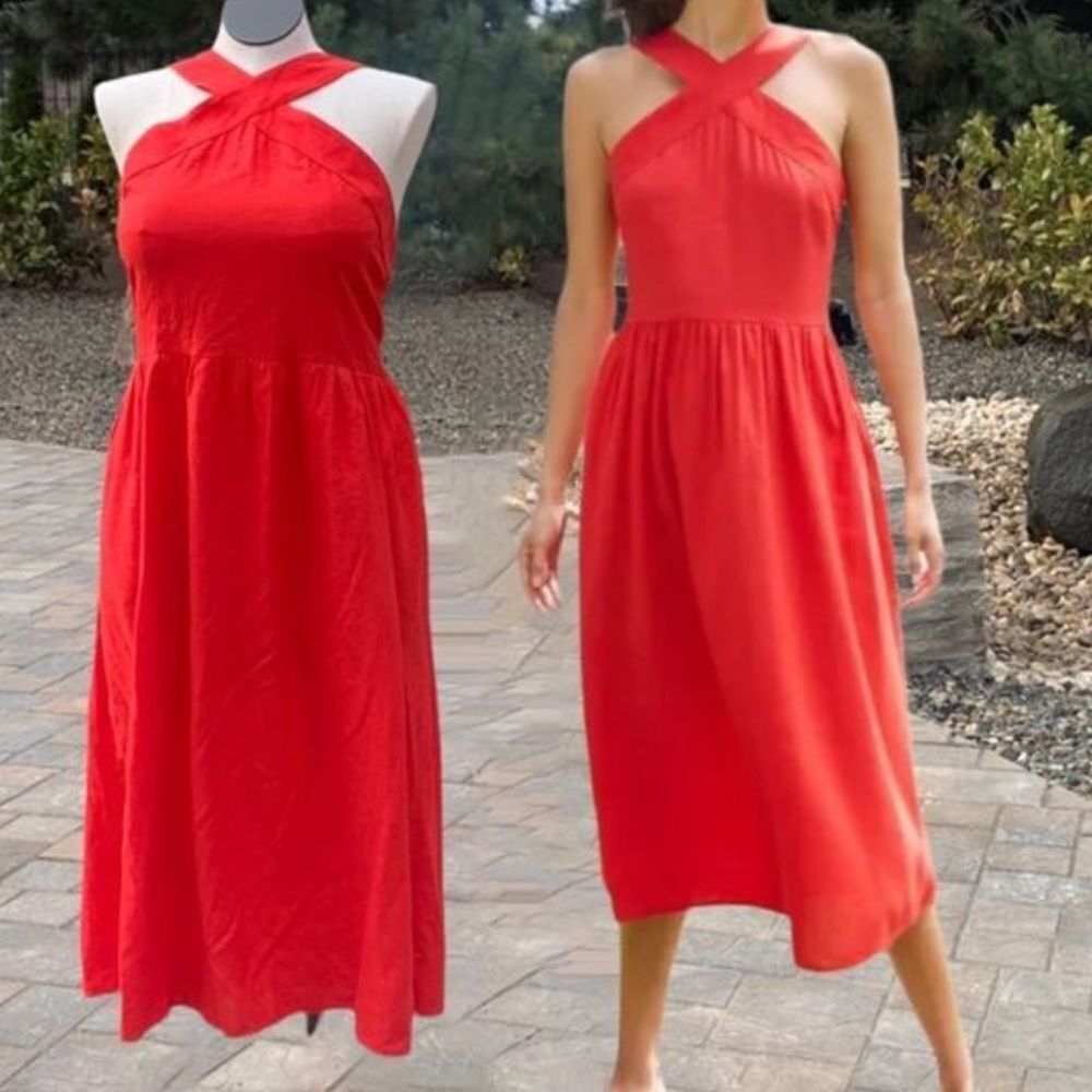 A New Day midi dress Red Linen blend NEW Sz XXL 18